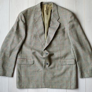 Vintage houndstooth pattern 80s suit, Retro wedding party jacket, Sherlock holmes, 90s buiness suit, Yellow blazer - Men&#39;s EXTRA LARGE size