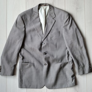 Vintage HUGO BOSS 90s blazer, Gray retro 80s sport coat, Elegant wedding suit, Formal event jacket - Men&#39;s MEDIUM size