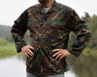 Vintage Militär Camo Feldjacke - 90s Army Green, Herren M
