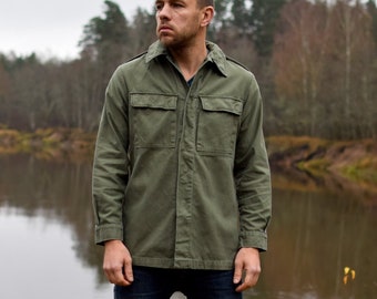 Dutch army vintage 90s surplus jacket - Authentic military utility shirt - Retro army combat jacket - Men's small size