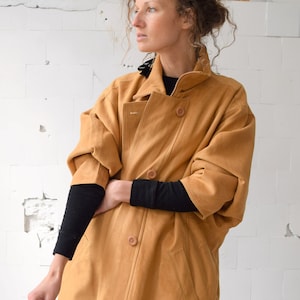 Brown trench coat, Vintage coat, Women's summer jacket, Bright autumn coat, Women's spring topcoat, Oversized duster coat, M/L image 1