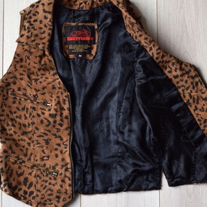 80s Vintage Leopard Print Leather Moto Vest - Women's Small - Etsy