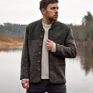 Authentic Tyrolean wool jacket, Traditional Austrian 70s overjacket, Elegant Nordic wool jacket - Men&#39;s MEDIUM size