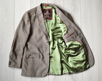 Abito vintage in tweed scozzese, cappotto sportivo retrò anni '90, blazer per feste a tema anni '80, giacca Sherlock Holmes - Taglia GRANDE da uomo