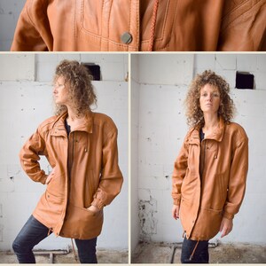 COPACABANA leather jacket, light brown leather coat, real leather, brown jacket, fall jacket, winter coat, size L/M image 2