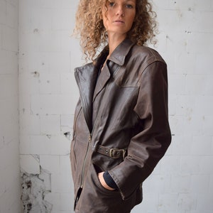 Real leather jacket, women&#39;s biker jacket, moto jacket, leather coat, distressed leather jacket, brown leather, size M