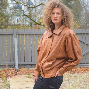 Brown leather jacket, vintage moto jacket, real leather, biker jacket, fall jacket, boho jacket, size S/M