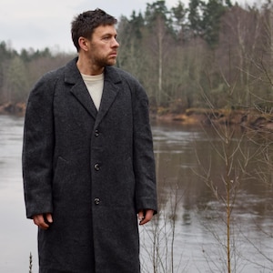 Vintage German Loden Wool Coat: 80s/90s Retro Trench, Men's Large