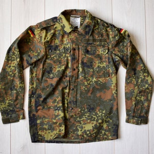 German army vintage shirt, 90s Bundeswehr field jacket, Strong cotton combat jacket, Surplus shirt - Men&#39;s SMALL size