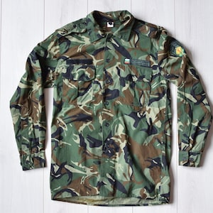 Vintage Bulgarian armed forces uniform - Green retro camouflage army overcoat - Men&#39;s large size