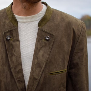 Vintage fake leather blazer jacket, 90s vegan overcoat, Formal event faux leather suit, Oversized retro blazer - Men&#39;s LARGE size