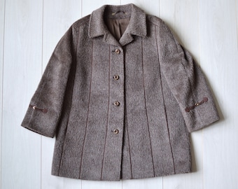 Vintage Mohair Alpaca Blend Coat: 90s German Made Midi Overcoat, Women's M