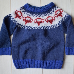 Toddler's handmade winter jumper, Hand knitted Icelandic baby children sweater, Natural wool nordic pullover - KID'S SIZE / 2-4 yo /
