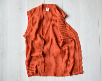 Vintage wollen hemd: jaren 80 noordse oranje damesjas (groot)