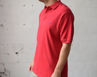 polo Ralph Lauren vintage, t-shirt en coton rouge, fabriqué aux États-Unis, taille M/L