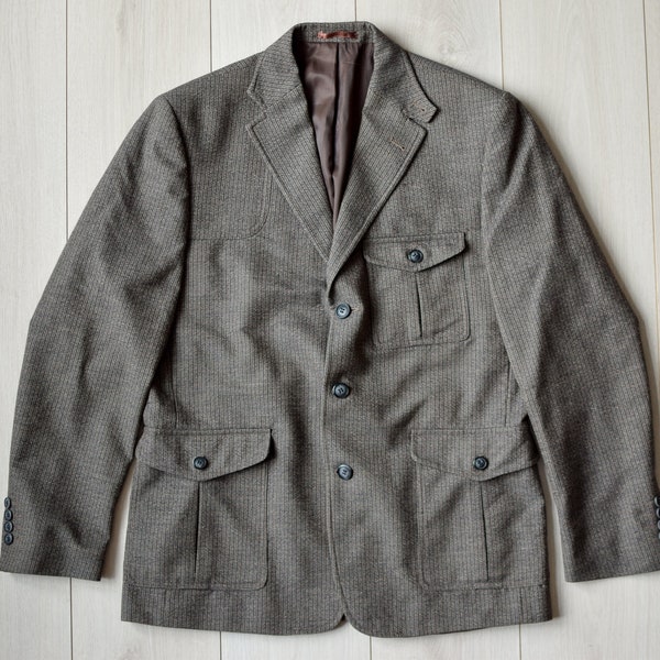 Costume BATISTINI gris des années 90, veste de bureau rétro au look élégant, manteau de sport des années 80, costume de mariage des années 70 - Taille MOYENNE pour homme