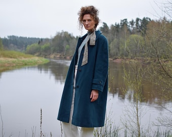 Vintage Navy Blue German Military Parka Jacket: Cotton Winter