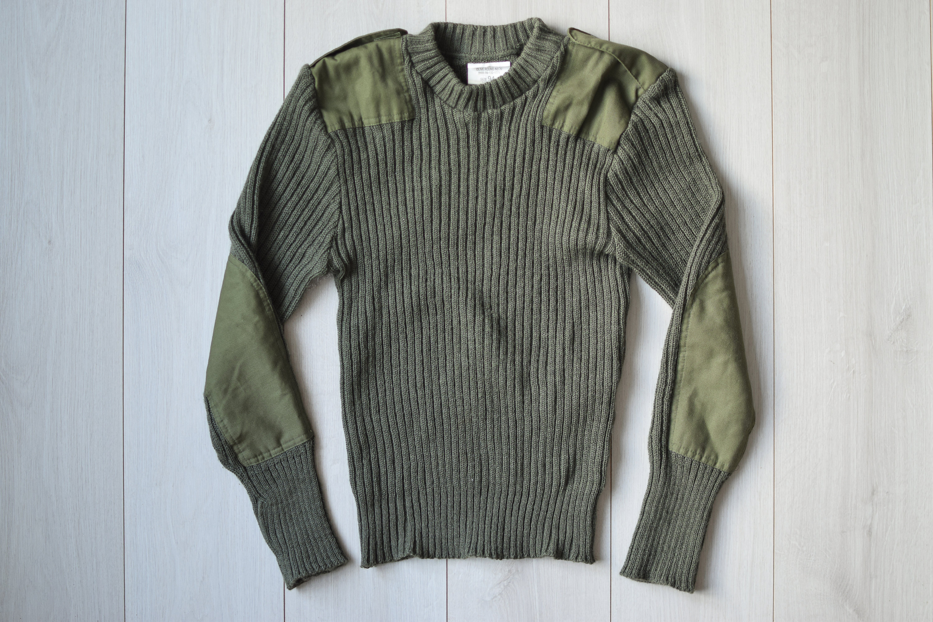 Vintage Wool Military Sweater: Forest Green Army Jumper, Men's S