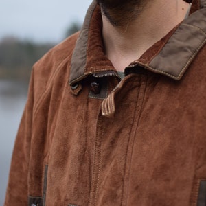 Extra Large Suade Leather Coat 70s Real Leather Jacket - Vintage Leather 80s Men&#39;s Overcoat Brown Long Coat - Men&#39;s Extra Large Size