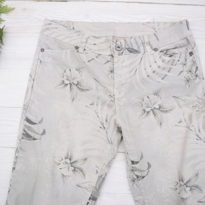 Gray vintage floral jeans - denim summer pants - women jeans - retro trousers - boho jeans - vintage denim - Italian jeans