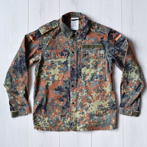 Vintage Bundeswehr army shirt - Retro camuflage military jacket - Men&#39;s medium size