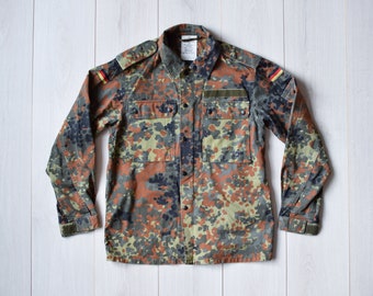 Camisa vintage del ejército Bundeswehr - Chaqueta militar de camuflaje retro - Tamaño mediano para hombre
