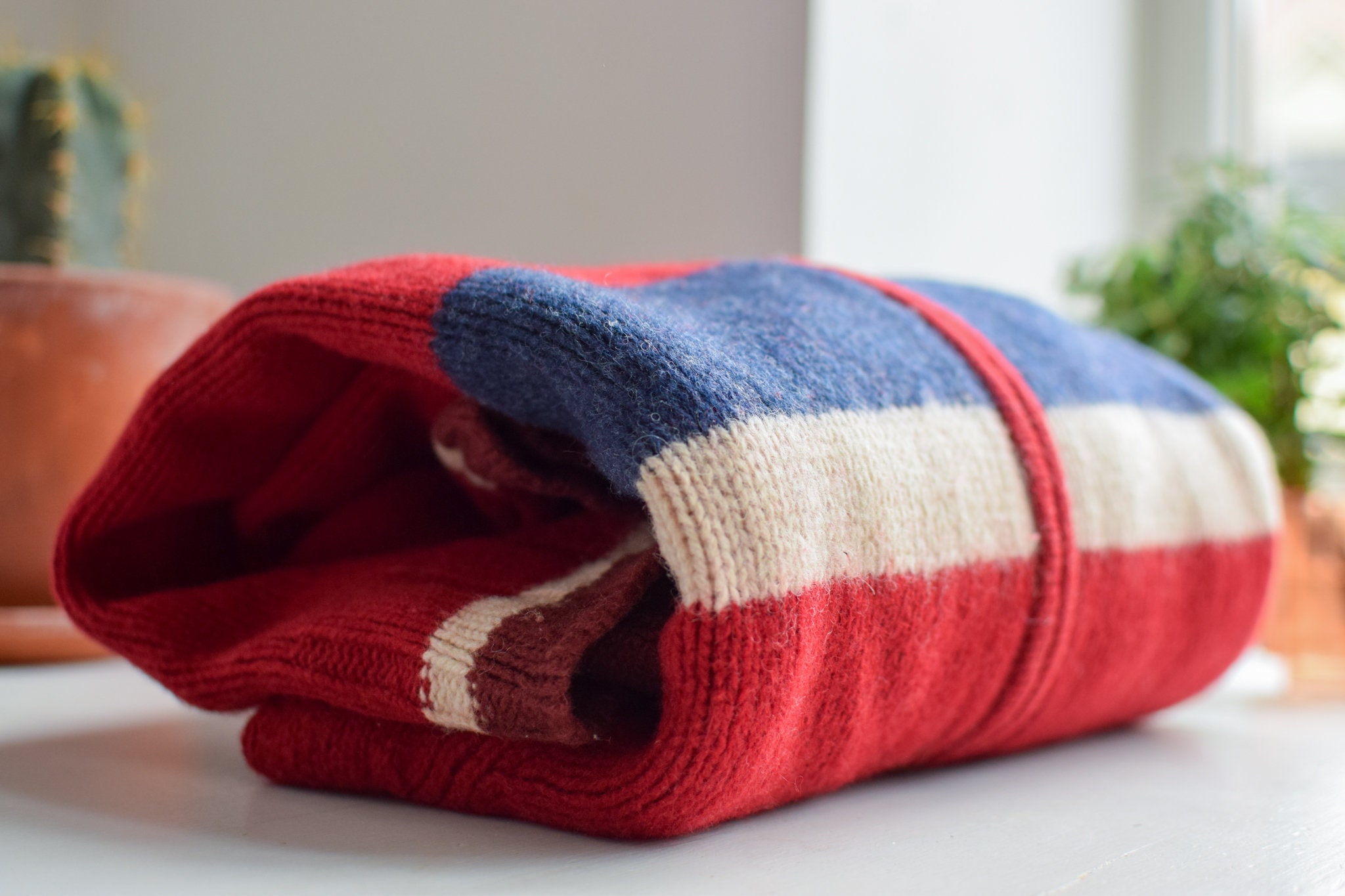 Red Vintage Jacket, Retro Wool Cardigan, 90s Style Jacket