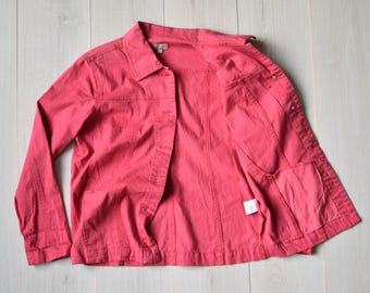 Vintage Papaya Denim Jacket: 90s Y2K Pink Overjacket, Women's Medium