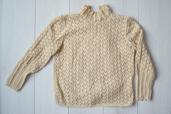 Handmade wool sweater, women's vintage top, lace … - image 1