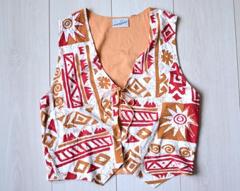 Vintage Southwestern Vest: 70s Hippie Festival Style, Women's Medium