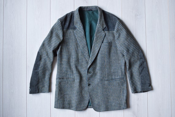 Vintage 80s Tweed Blazer – Corduroy Accents, Men's Large