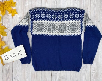Suéter vintage de lana nórdica, jersey escandinavo hecho a mano, talla M/L para mujer