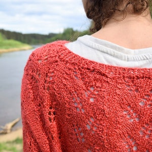 Orange sweater Light orange summer top Transparent sweater Boho shirt Crochet shirt Women's summer shirt image 8