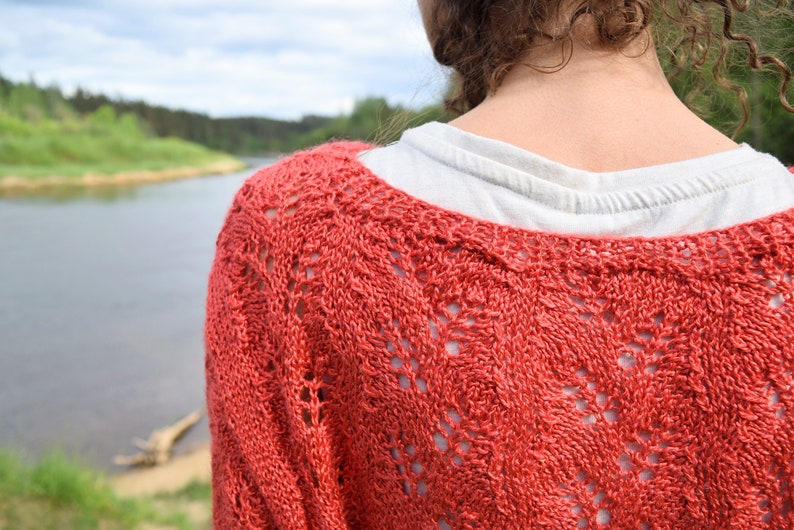Orange sweater Light orange summer top Transparent sweater Boho shirt Crochet shirt Women's summer shirt image 8