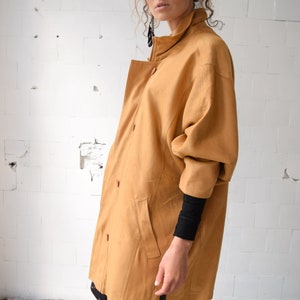 Brown trench coat, Vintage coat, Women's summer jacket, Bright autumn coat, Women's spring topcoat, Oversized duster coat, M/L image 5