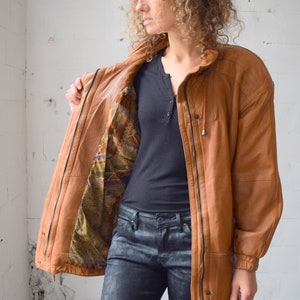 COPACABANA leather jacket, light brown leather coat, real leather, brown jacket, fall jacket, winter coat, size L/M image 1