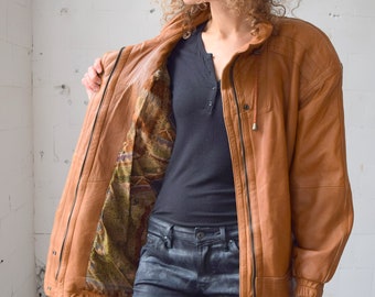 COPACABANA leather jacket, light brown leather coat, real leather, brown jacket, fall jacket, winter coat, size L/M