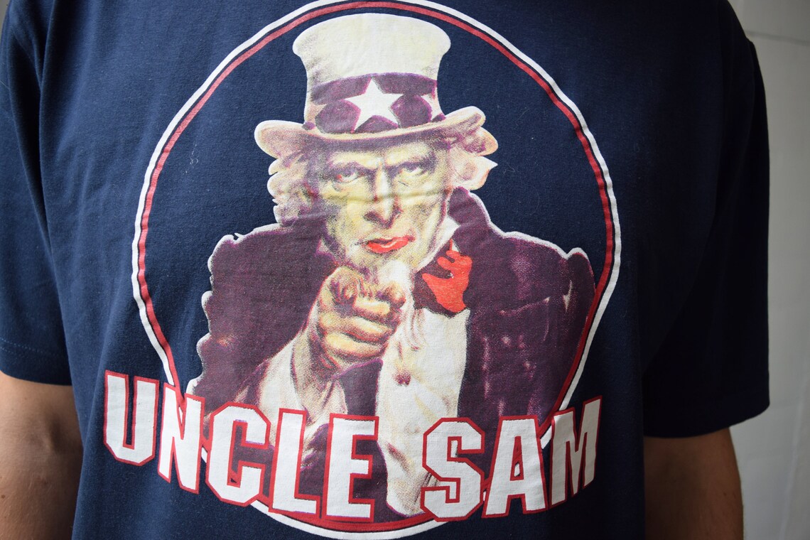 UNCLE SAM Tshirt blaues Hemd RetroShirt 70er Jahre Shirt Etsy