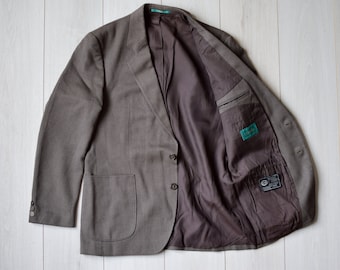 Vintage Brown C&A Blazer: 90s Retro Business Suit, Men's Medium