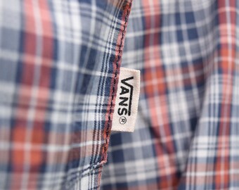 Vintage VANS Skate Shirt kariert: 80er Retro Sommer Hemd Blau (M