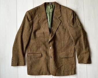 80s PORTUGUESE sport coat, Houndstooth pattern vintage 90s blazer, Retro theme party suit - Men's LARGE suit