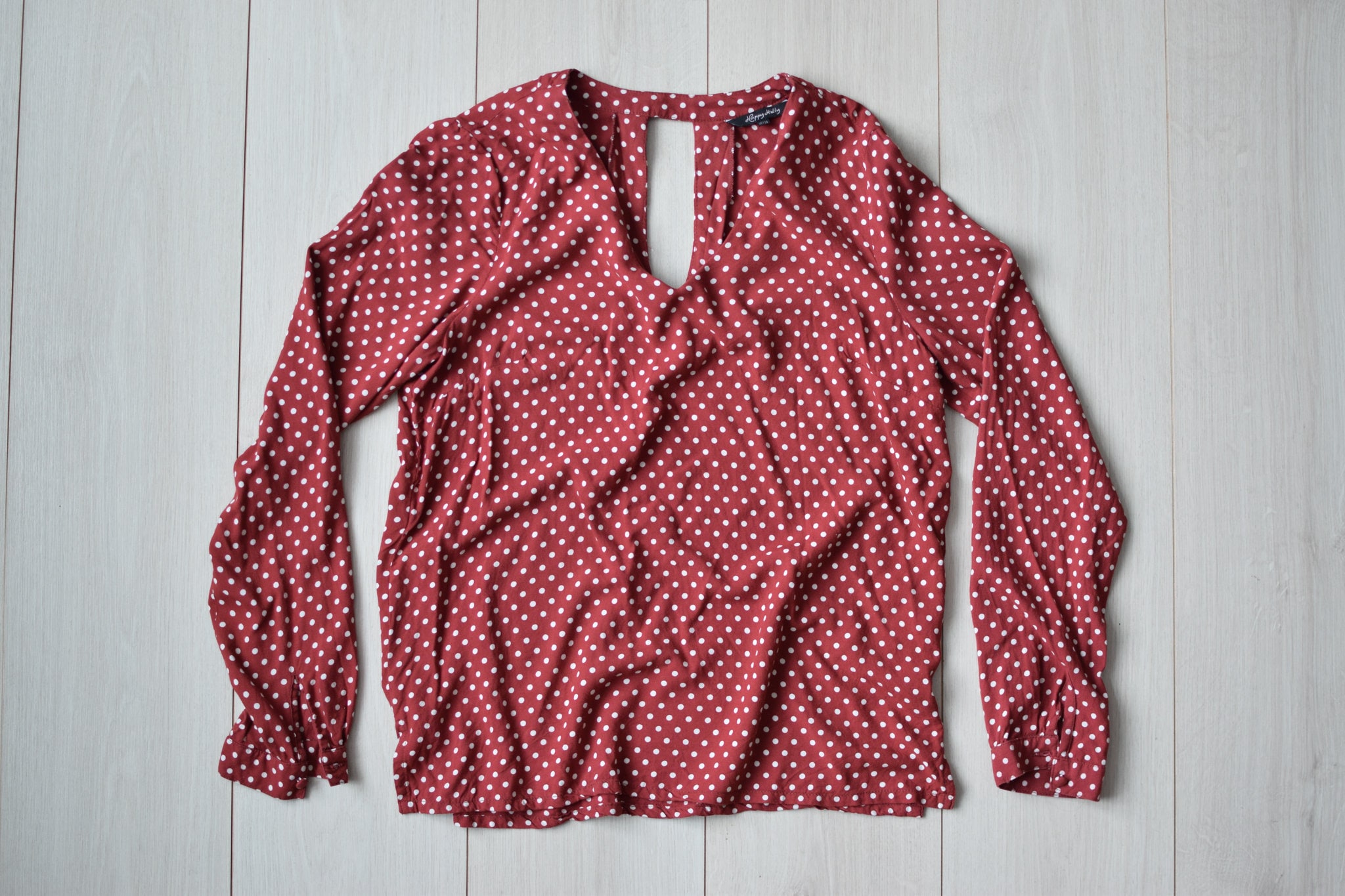Brown polka dot blouse, 90s vintage shirt, secretary blouse, long sleeve blouse vintage, gift for her, brown blouse, 36/38, Women's size S/M