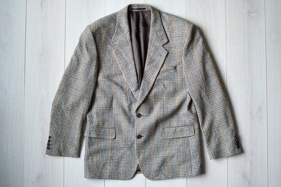 Retro 80s FINNISH glen check suit, 90s Scandinavi… - image 1