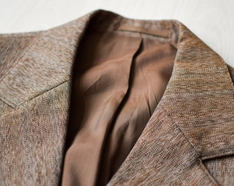 Vintage Wool Blazer: 80s Retro Brown Jacket, Men's Small