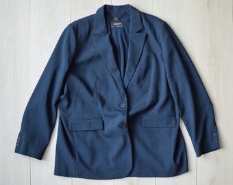 Blazer de cena retro azul marino de los años 80, chaqueta de boda vintage, abrigo deportivo elegante para hombre - talla GRANDE para hombre