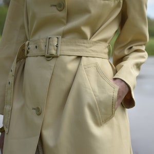 Charming vintage 70s trench coat Minimalist fashion example midi coat Beige women's autumn dust coat image 8