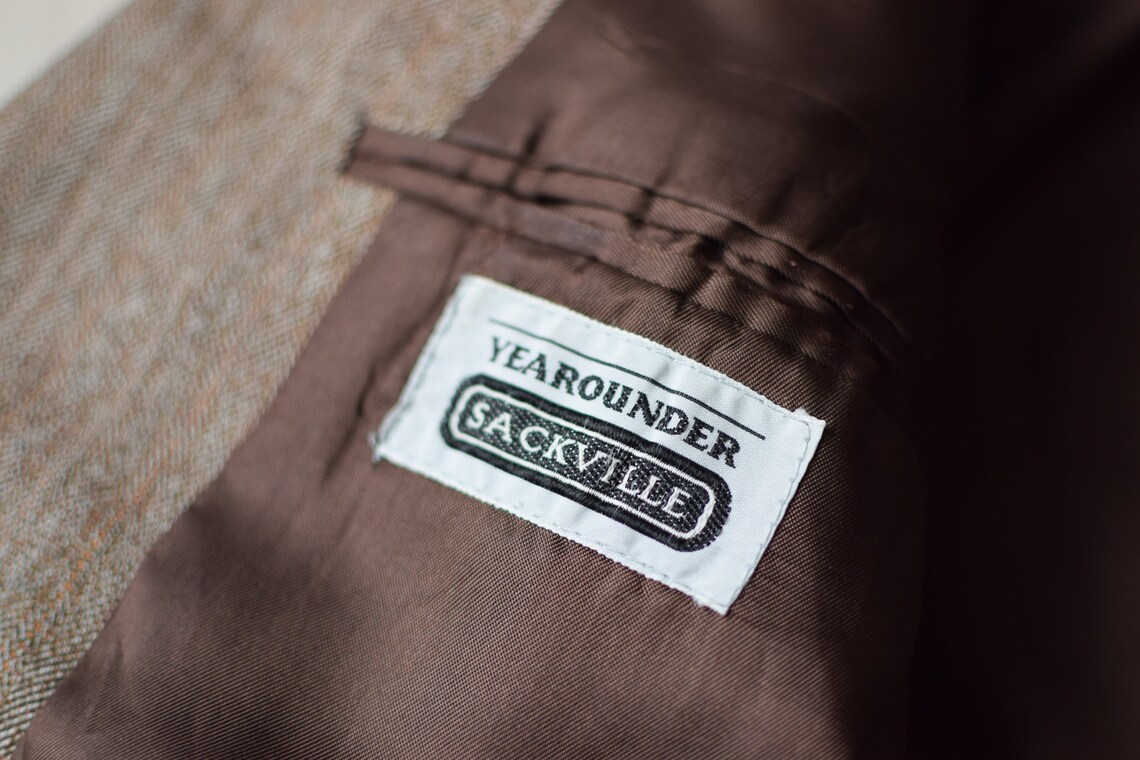Vintage 80s Wool Blazer: Brown Oversized Sport Coat, Men's Large, foto 2 di 5