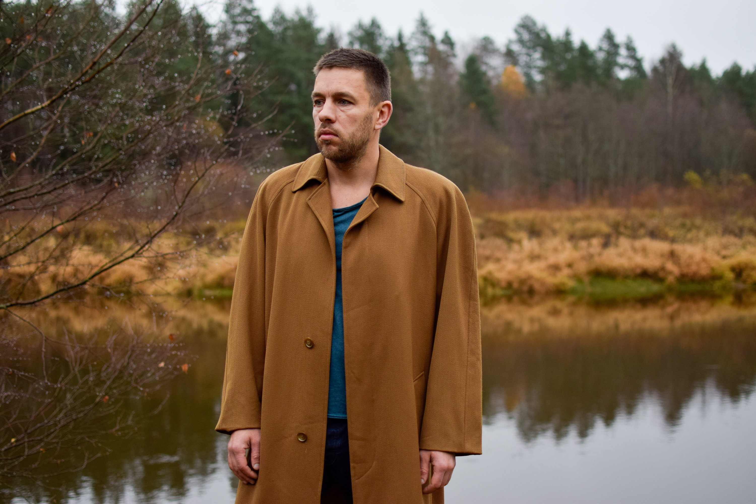 Vintage Sand Brown Topcoat - Men's Long Trench Coat, 80s Retro