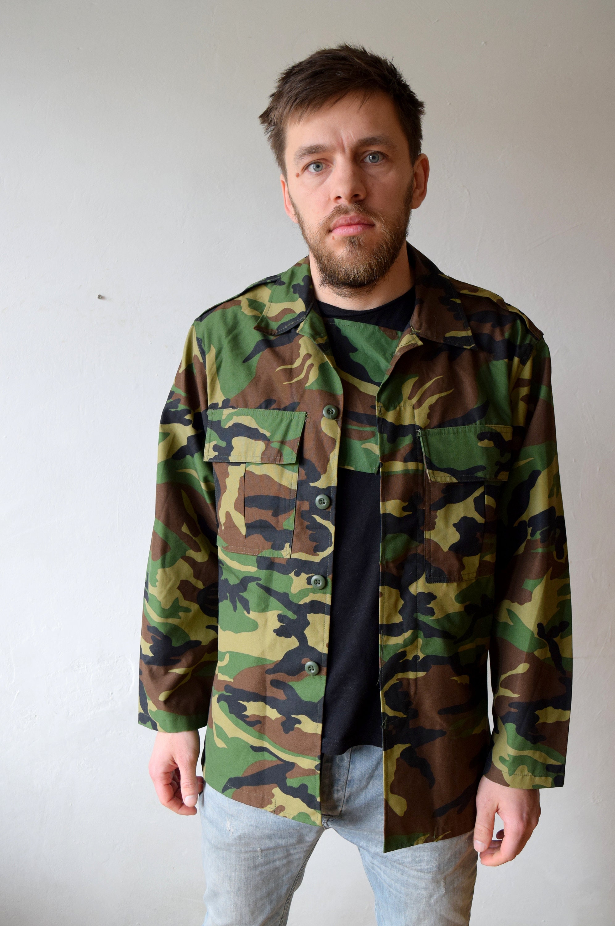 Camouflage Jacket Hunting Shirt Military Shirt Army Etsy