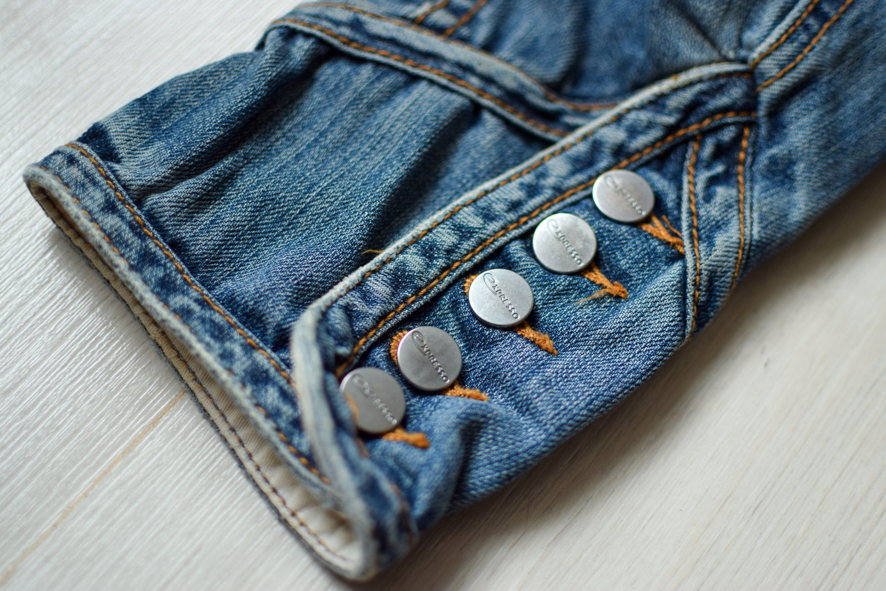 90s vintage ダメージ加工 グランジ デニム クラッシュ加工 パッチ 